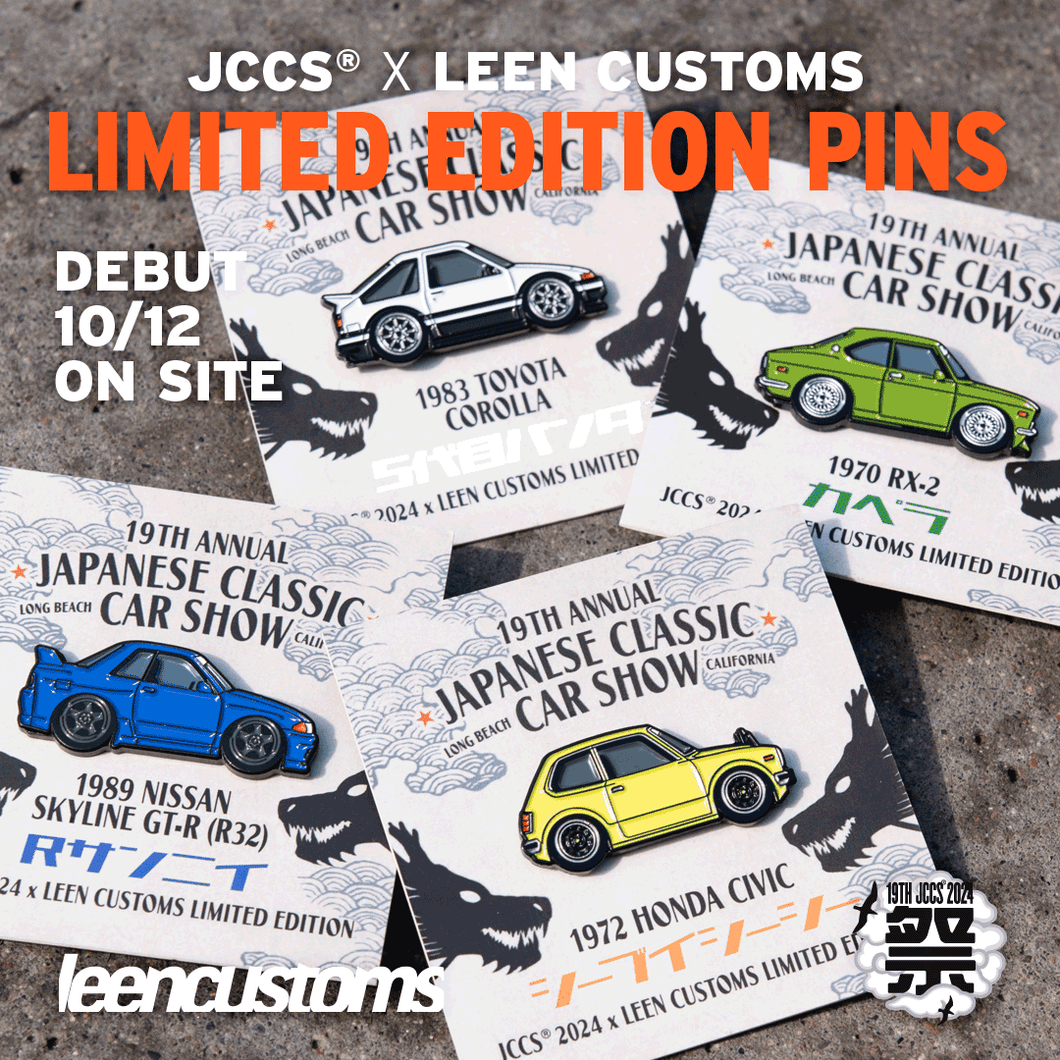 JCCS® 2024 x Leen Customs Exclusive Pins Skyline R32 AE86 Coroola Hachiroku  RX2 Civic